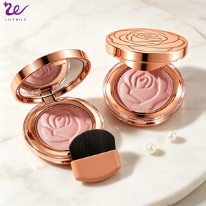 Compra al por Mayor de Set de Rubor Resistente al Agua de Larga Duración con Espejo y Brocha, Marca Privada, Alta Pigmentación, Estuche Color Oro Rosa, Logotipo Personalizado - Product Image 1