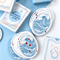 Cartes à jouer personnalisées de forme ovale avec logo et dorure à chaud |   Jeu de cartes de poker et de tarot dans une boîte pliante