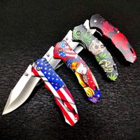 3D-geprinte Amerikaanse vlag ABS Plastic Vouwmes met handvat EDC Draagbare Outdoor Fruit-snijden Camping Zelfverdedigingsmessen