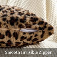 Housse de coussin tendance motif guépard en fausse fourrure, coussin décoratif moelleux et doux pour canapé, salon et chambre à coucher – Ventes flash