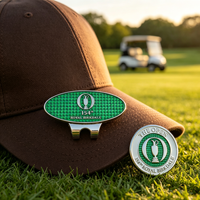 Clip de chapeau de golf ovale personnalisé avec marqueur de balle magnétique détachable en émail dur, souvenir de tournoi ouvert, accessoire de golf