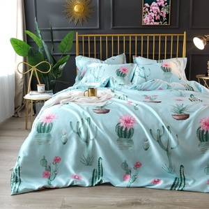 Ensemble de housse de <span class=keywords><strong>couette</strong></span> en tissu de soie glacée imprimé, doux et lisse, de luxe, taille reine et king, pour l'<span class=keywords><strong>été</strong></span>, vente en gros - Product Image 5