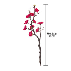 ดอกพลัมประดิษฐ์ กิ่งเดี่ยว สีแดง สำหรับตกแต่งงานแต่งงานและบ้าน - Product Image 4