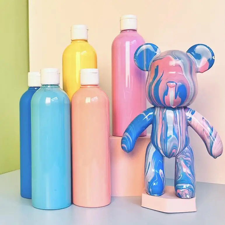 60ML Fluid Paint Kids DIY Liquid Pigment Dye Fashion Violent Bear Paint in 27 Different colors