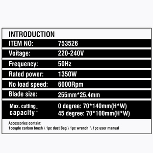 Sierra Eléctrica Industrial Multifuncional <span class=keywords><strong>de</strong></span> Aluminio <span class=keywords><strong>de</strong></span> 10 Pulgadas (255 mm) con Corte en Ángulo <span class=keywords><strong>de</strong></span> 45 Grados para Trabajos <span class=keywords><strong>de</strong></span> Corte en <span class=keywords><strong>Madera</strong></span> y Aluminio - Product Image 6