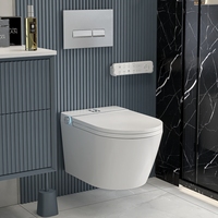 WC intelligent électrique de luxe professionnel moderne avec bidet intégré, automatique, blanc/gris, à sortie verticale allongée