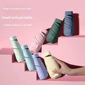 Parasol de protection UV compact à double usage Portable pour porte-carte parapluie soleil/pluie avec 5 plis pour cadeaux d'affaires pliants - Product Image 1