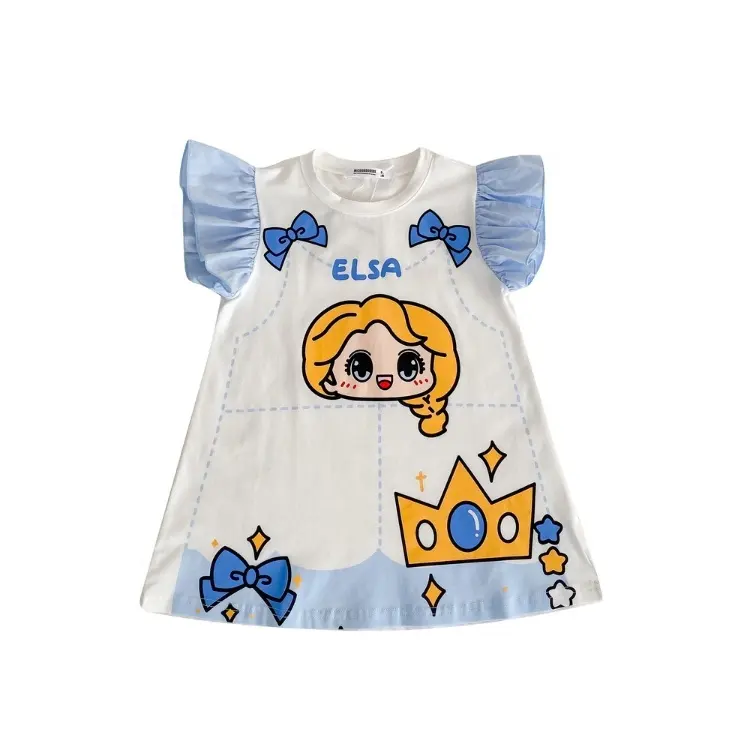 HY-108 pronto per la spedizione all'ingrosso cotone Cartoon Princess T Dress Clothes Dress Girl Kids summer causal dress for little girls
