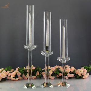 Sets of <strong>3</strong> Tall Crystal Tube <strong>Candle</strong> Stick <strong>Holder</strong> for Wedding Table Decoration - Product Image 6