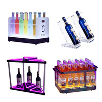 Porte-vin en acrylique sur mesure pour escalier, idéal pour l'exportation |   Étagère d'affichage personnalisable à rétroéclairage LED pour bouteilles, idéale pour les usines