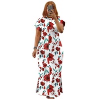 Robe longue décontractée pour femme à manches courtes, col chemise, imprimé, style bohème, pour l'été et la plage 2026