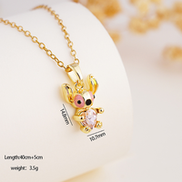 Collier personnalisé mignon plaqué or 18 ct émail bleu extraterrestre inspiré du dessin animé Lilo et Stitch pendentifs pour enfants filles cadeaux