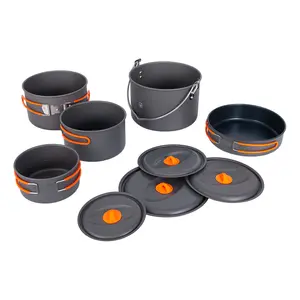 Custom Multi-size Outdoor Camping Pots Pans Set Manufacturers Camping Tableware Hiking Kitchen Pot Set Cookware For Outdoor