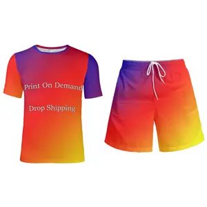 Fashion Custom Men's T-Shirts and Beach Pants Casual Short Sleeve T-shirt Mens Shorts Two Piece Suit Summer Clothing Drop Ship