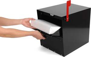 Buzón de diseño moderno, con recubrimiento en polvo negro, buzón soldado en la acera resistente de acero, duradero para todo clima y resistente a la corrosión - Product Image 5