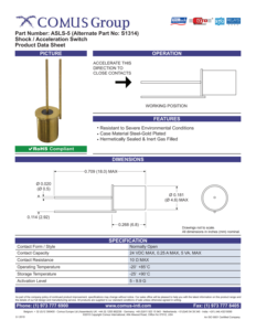 Interruptor de Aceleración por Impacto Comus ASLS-5 S1314, Interruptor de un Solo Eje, Chapado en Oro, Sellado Herméticamente con Gas - Product Image 2