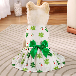 <strong>S</strong> - XL Holiday Series <strong>St</strong>. <strong>Patrick</strong> <strong>Day</strong> Dog Cat Dress, Irish Lucky Clover Shamrock Leaves Pet Dress Outfits Skirt for Puppies - Product Image 3