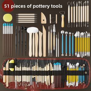 51 pièces ensemble d'outils faits à <span class=keywords><strong>la</strong></span> main en argile polymère pour l'école <span class=keywords><strong>de</strong></span> sculpture en céramique et le studio d'art pour les professionnels du <span class=keywords><strong>domaine</strong></span> - Product Image 4