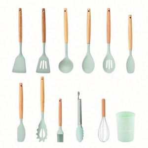 Raybin - Juego de 12 utensilios de cocina ecológicos resistentes al calor con soporte, espátula de silicona antiadherente para hornear - Product Image 6