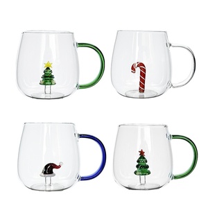 Mug en verre borosilicate haute qualité avec ornement 3D personnalisé, poignée colorée, <span class=keywords><strong>verrerie</strong></span> artisanale faite à la main avec ornement 3D - Product Image 2