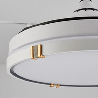 Y193 Ventilateur de plafond moderne avec lumière et télécommande Ventilateur de plafond rétractable de 42 pouces 3-CCT Smart Dimmable LED Fan Light