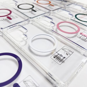 In stile anello magnetico colorato Wireless custodia <span class=keywords><strong>per</strong></span> telefono cellulare trasparente custodia <span class=keywords><strong>per</strong></span> <span class=keywords><strong>Samsung</strong></span> S25 S24 S23 Ultra - Product Image 2