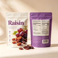 Sachet en plastique personnalisé avec logo pour fruits secs, emballage alimentaire sec, sachet en plastique pour raisins, vente en gros