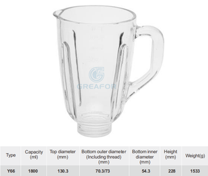 Y66 Blender Glazen Deksel Gepolijste Oppervlakte Anti-Breuk voor Hoge Snelheid Sapcentrifuges en Mixers - Product Image 3