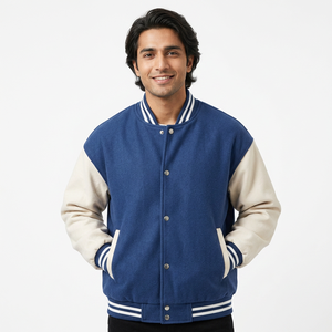 Veste universitaire de baseball unisexe de haute qualité, broderie chenille, polaire, style Letterman, col montant, respirante, réversible, hiver - Product Image 1