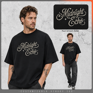 T-shirt personnalisé avec strass, coton épais 300 GSM, délavé à l'acide, coupe oversize courte et carrée, motif graphique en strass, pour homme - Product Image 3