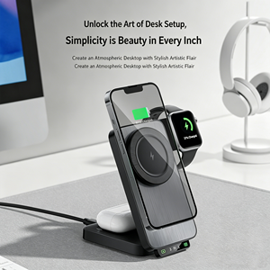 Cargador Inalámbrico 3 en <span class=keywords><strong>1</strong></span> Plegable, Carga Rápida de 15W, Soporte Magnético para iPhone, Reloj y <span class=keywords><strong>AirPods</strong></span> con Luz Nocturna Cálida - Product Image 4