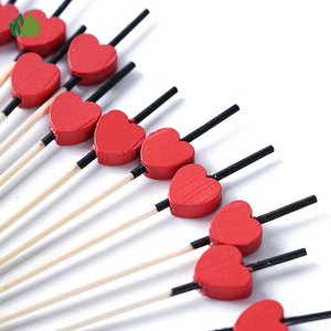 Trái cây dùng một lần Gậy tăm tre trái tim màu đỏ hạt phẳng trên đầu xiên món khai vị sáng tạo - Product Image 6
