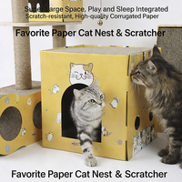 Maison pour chat en carton ondulé surdimensionnée, motif de dessin animé, grande maison en carton, maison pour plusieurs chats, lit de jeu pour chat