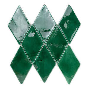 Piastrella Verde Diamante 8,5 X 14,5 Cm Smaltata con Bordi Irregolari Spessore 10 Mm - Product Image 1