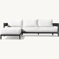 Ensemble de canapés d'extérieur en aluminium en forme de L avec chaise longue - Design contemporain résistant aux intempéries pour villa et jardin