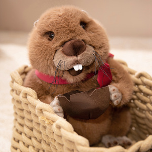 Juguetes de Peluche Personalizados, Mini Llavero de <span class=keywords><strong>Castor</strong></span>, Peluche Suave con Bufanda Roja para Regalos - Product Image 4