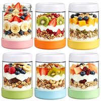 Glazen Overnight Oats-beker met deksel, draagbare yoghurtbeker, lekvrije ontbijtgranen- en fruitsalade-opbergpot voor maaltijdvoorbereiding