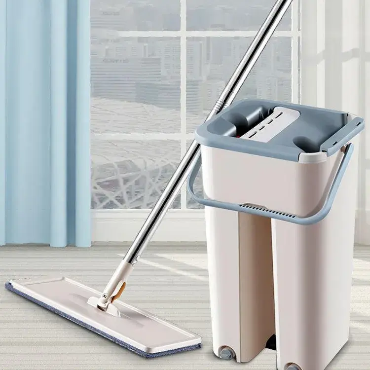 2021 vendita calda Mop e secchio per pavimenti piatti set cucina di casa Quick Clean microfibra Squeeze Flat Mop per la cucina di casa