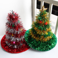 OEM Maßgefertigter Großhandel Glitzer-Weihnachtsbaumhut mit LED-Lichtern