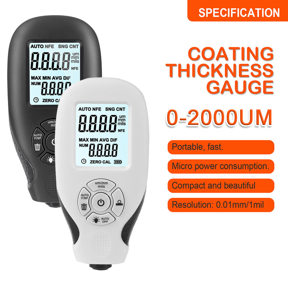 HW-300 Car Coating Thickness Gauge 0-2000UM ABS Automotive Paint Meter ...