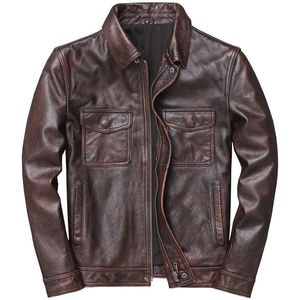 Veste de Motard Vintage Vieillie en Simili Cuir Texturé à Col Revers Style Rétro pour <span class=keywords><strong>Homme</strong></span> - Product Image 2