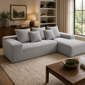 Sofá Modular Contemporáneo de Salón, Tapizado en Tela de Terciopelo Blanco, con Asientos Cuadrados y Relleno de Esponja para Mayor Comodidad - Product Image 2