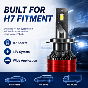 Ampoule de phare LED H7 universelle pour véhicule, 30W 5000LM 12V, remplacement avec refroidissement en aluminium pour la conduite quotidienne sur route - Product Image 5