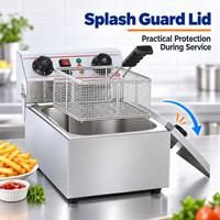 Friteuse à poulet électrique professionnelle en acier inoxydable robuste pour cuisine de restaurant, à chauffe rapide et haute température, pour la vente en gros