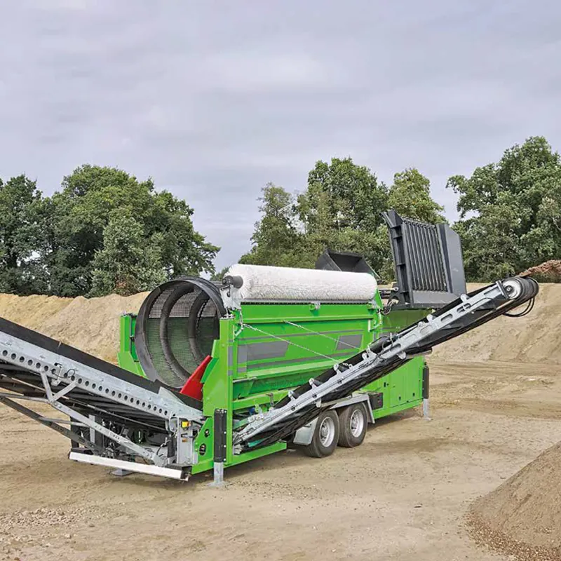 Mobile 9m vermo compost trommel sol rotatif roche tamis sable machine équipement