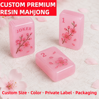 Jeu de Mahjong Rose Gelée – Tuiles Lisses au Toucher, Résine Époxy, Motif Fleur de Cerisier – Souvenir Printanier