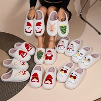 Chaussons d'Halloween et de Noël en peluche pour femmes et hommes, motifs crâne, citrouille, fantôme, renne, bonhomme de neige, lutin, Père Noël, arbre de Noël