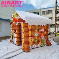 Cabane gonflable de Noël durable en PVC, Grotte du Père Noël gonflable en forme de cube, Pavillon de repos pour événements festifs en extérieur
