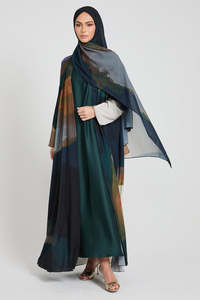 Abaya Holgada de Estilo Abierto para Mujer, con Estampado de Degradado de Acuarela Abstracta, Elegante y de Lujo, Personalizada por LEDUO - Product Image 3
