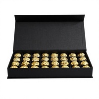 Boîte d'emballage pour chocolat, vente en gros, à rabat magnétique, en carton gris double, avec film mat bronzé, boîte cadeau